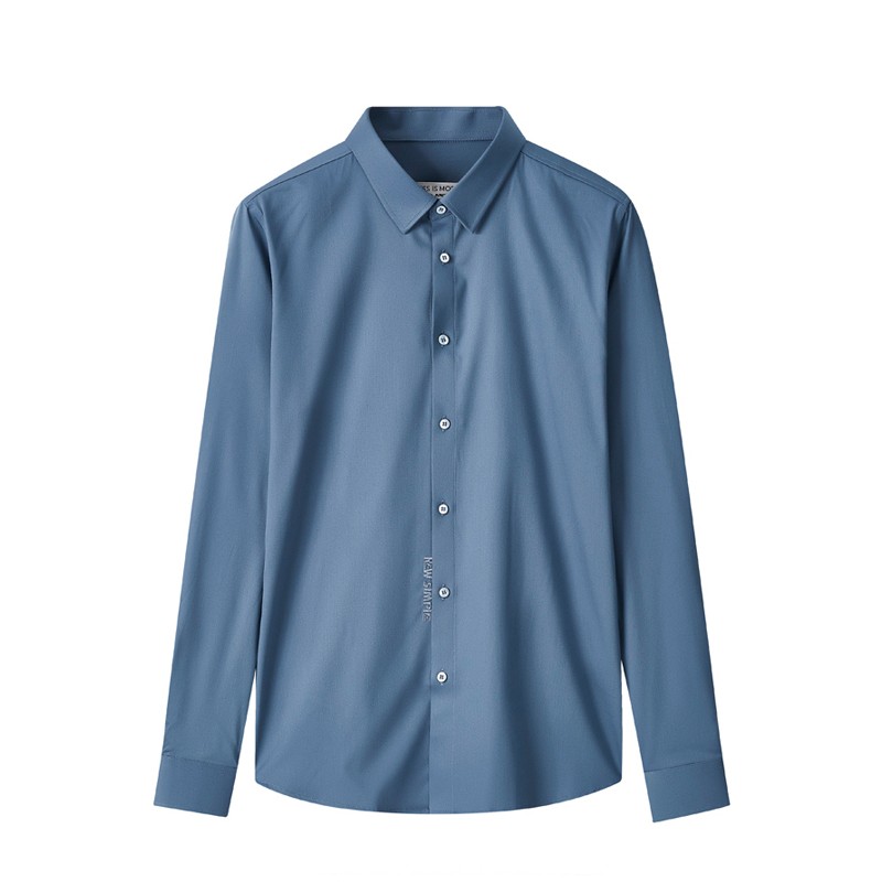 轻时尚男装【柔顺抗皱】衬衫男再生纤维衬衣职场通勤正装上衣 蓝色 41