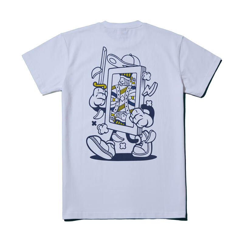 祥玉红原创纯棉印花扑克牌老k男女情侣款宽松圆 白色 2xl