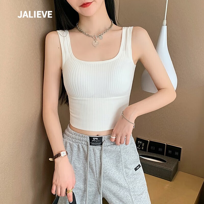 薇吊带背心女夏季新款内搭打底上衣带胸垫无袖短款美背瑜伽针织内衣