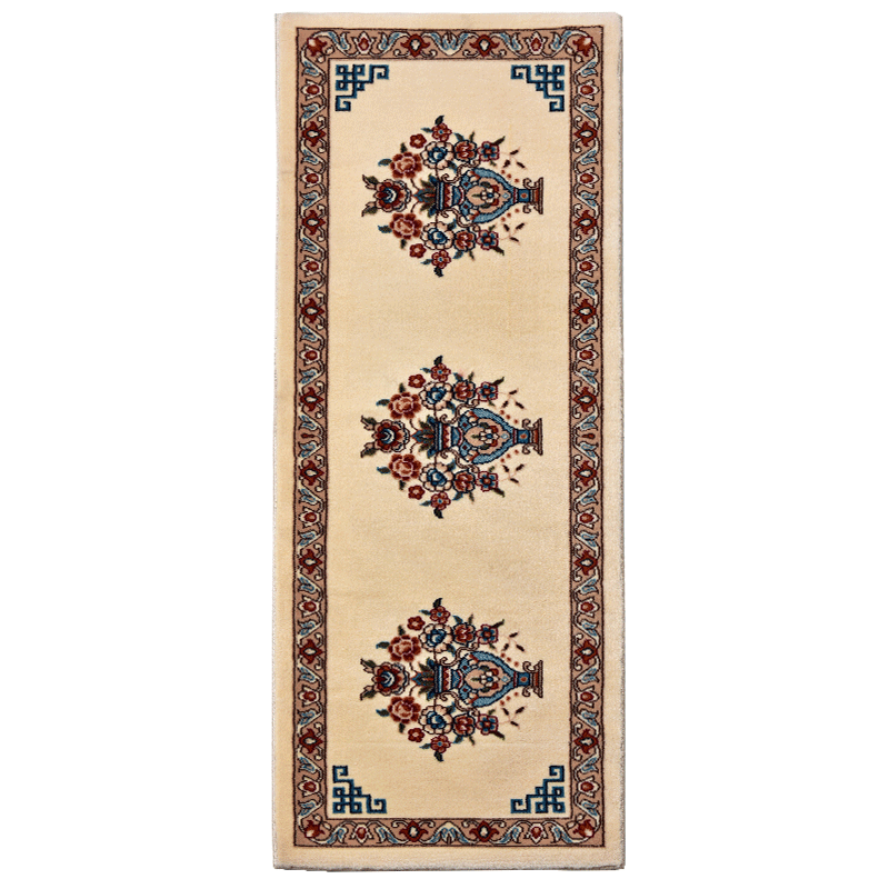 致尚美学 新西兰纯羊毛地毯  波斯民族风卧室床边毯 入户玄关飘窗垫家用 花瓶白-55*160cm