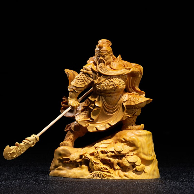一木代传黄杨木雕手把件实木家居装饰创意文玩摆件手工雕刻人像 关公