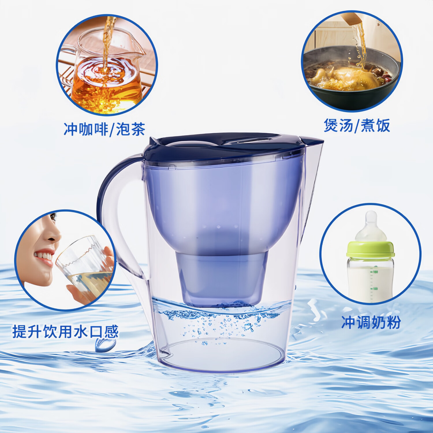 碧然德家用净水器滤芯碧然德滤芯厨房过滤器滤水壶净水壶通用三代专家版 3.5L过滤壶+专家版滤芯6只