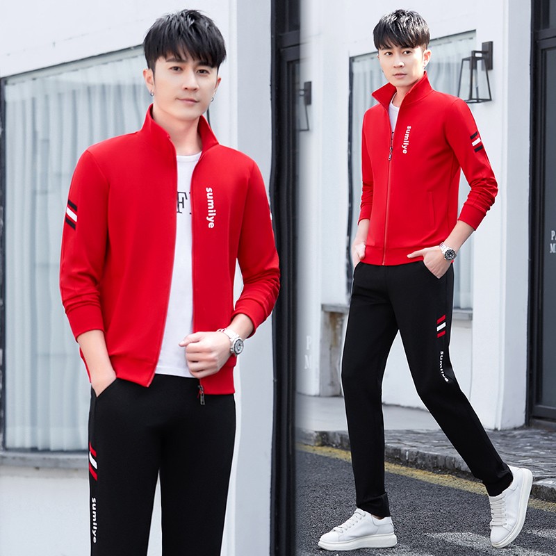 【九屠】休闲运动套装男春秋季款2022新款精神社会运动服装男士跑步三