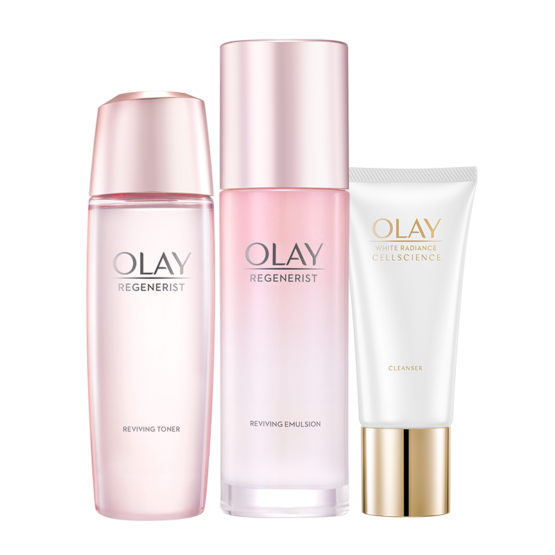 拍2件 玉兰油(olay)桃花水乳3步 护肤品套装礼盒 (乳液 爽肤水 洗面奶