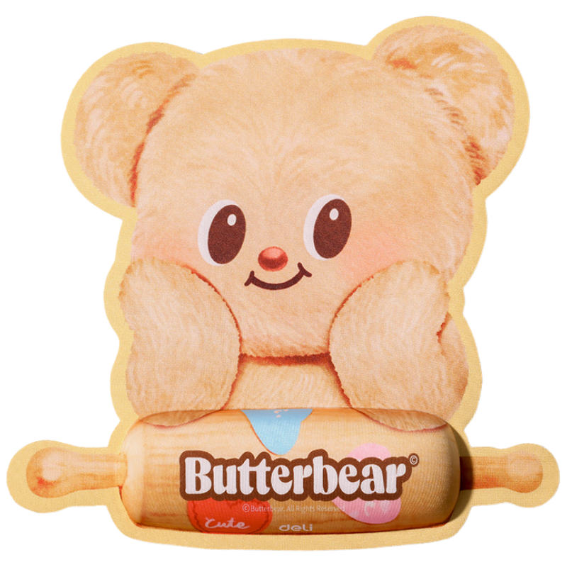 得力（deli）联名黄油小熊鼠标垫 耐磨防滑小号办公桌笔记本游戏鼠标垫 腕托鼠标垫 可爱风（小熊款）