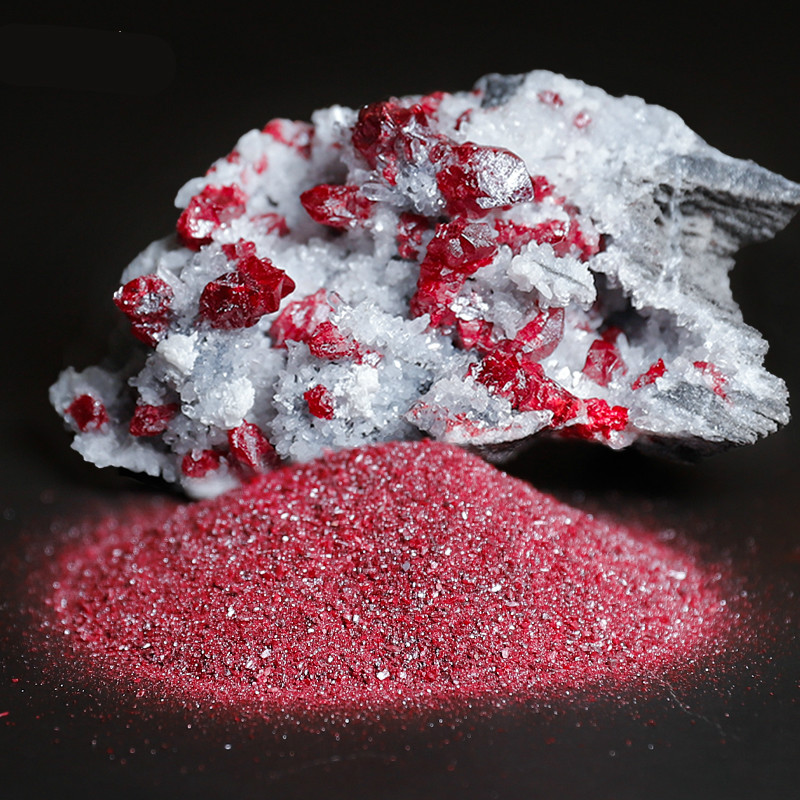 朱砂粉 朱砂原矿晶体颗粒吊坠本命年牛男女款宝宝随身挂件原石粉福袋