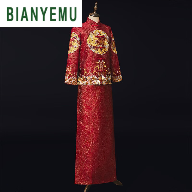 bianyemu秀禾服2023新款男装中式新郎结婚礼服男款敬酒服古装婚服男士