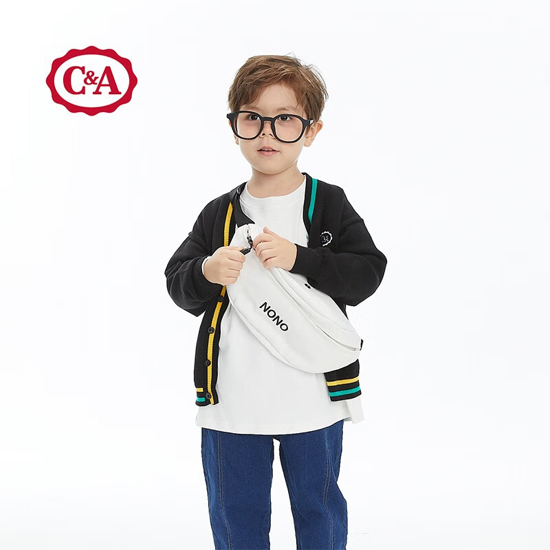 C＆A儿童春秋新款学院风多彩线条系列开衫毛衣男童秋季开衫外套 黑色 090怎么样,好用不?
