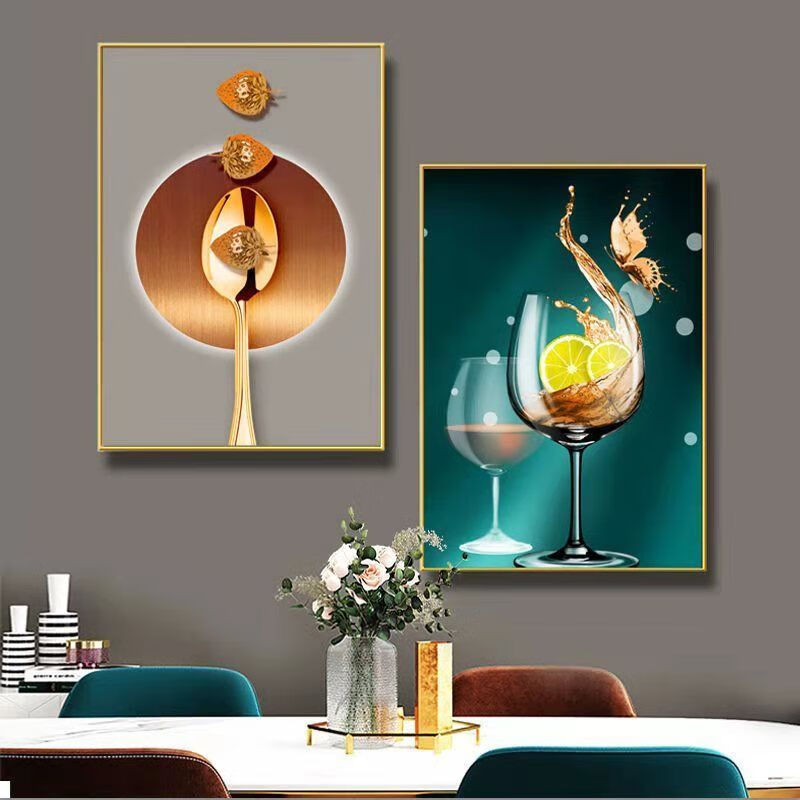 餐厅装饰画现代简约吃饭厅墙面挂画轻奢风餐桌背景墙壁画歺厅墙画