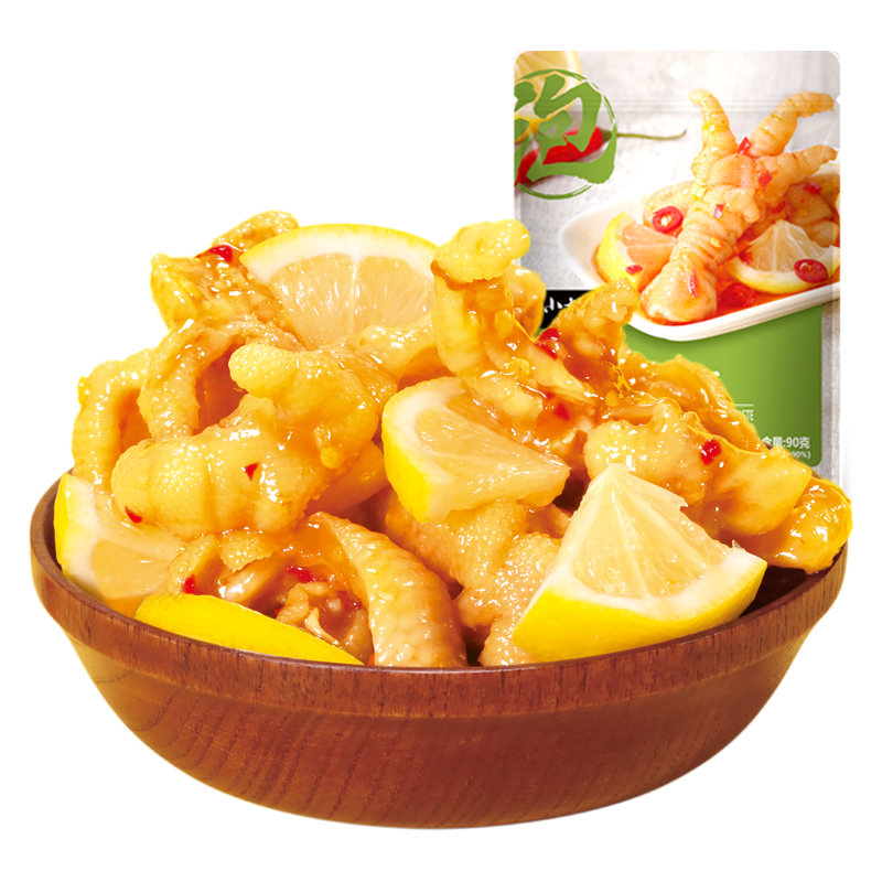 小胡鴨檸檬酸辣去骨鳳爪90g無(wú)骨雞爪脫骨休閑零食禮包肉干鹵味小吃食品