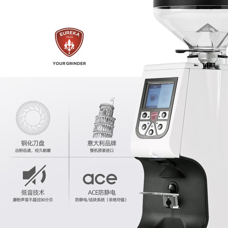 EUREKA Eureka磨豆机ATOM SPECIALITY 65意大利进口意式咖啡电动 ATOMSPECIALITY65-白色