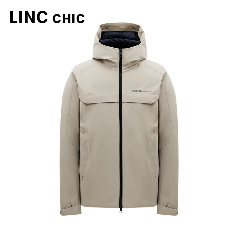 金羽杰冬季新款商务休闲羽绒服男短款反季连帽宽松轻暖冲锋衣N23801111 流沙色 S 适合120斤以下