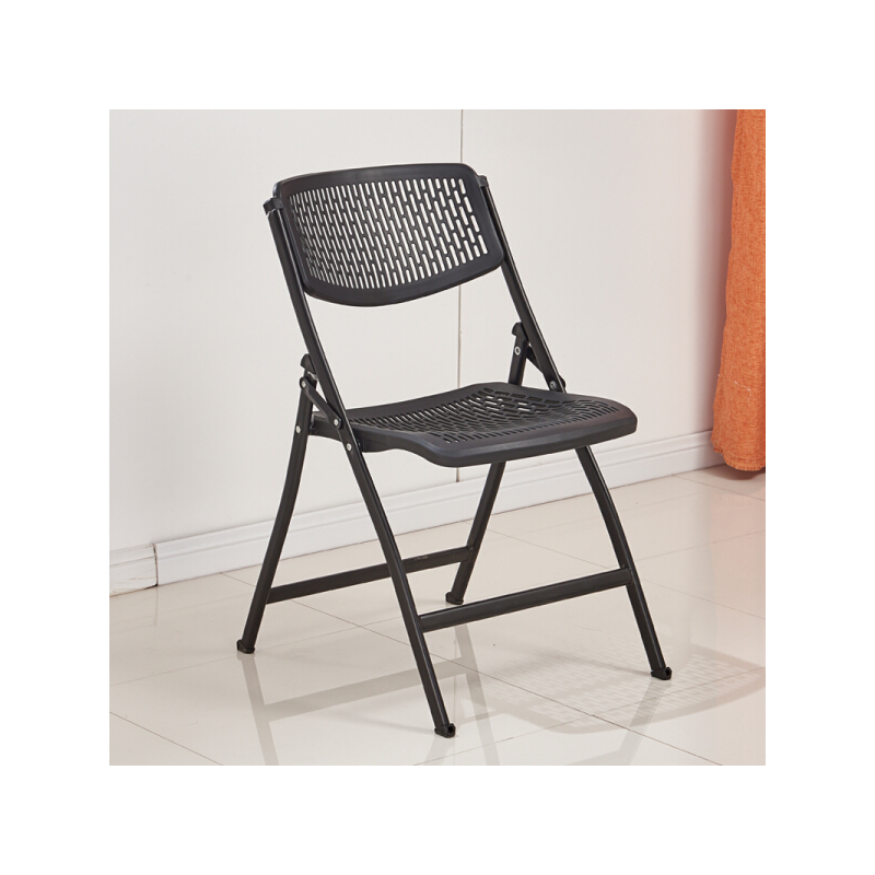 山户家具塑料折叠椅子电脑椅培训椅会议椅餐椅办公椅凳子靠背椅宿舍办公椅 灰色