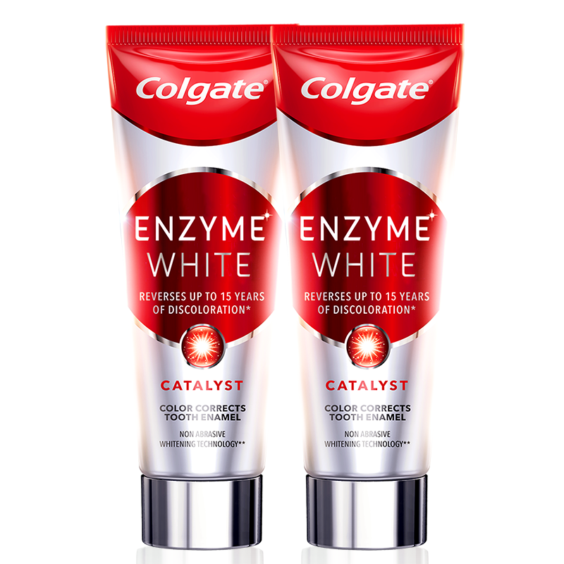 高露洁（Colgate）进口无水酵素美白牙膏101g*2 红管酵素亮白牙齿 去黄去烟渍去牙渍