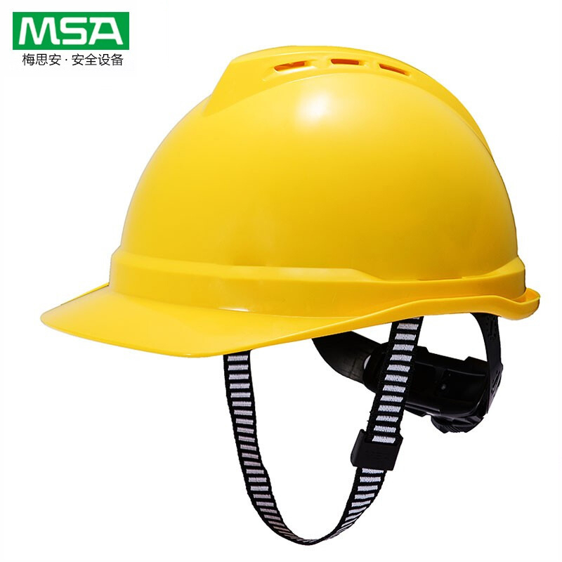 梅思安MSA 10172477 V-Gard 豪华型安全帽（ABS 黄色 超爱戴 灰针织 尼龙 D）不含印字