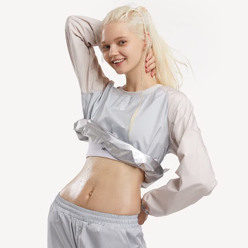 HOTSUIT后秀暴汗服女简约运动健身服跑步瑜伽服暴汗套装弹力透气运动衣