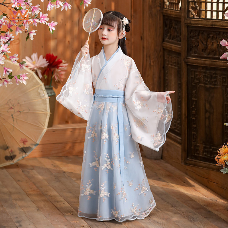耀王 女童汉服超仙大袖衫古风儿童中国风夏季连衣裙小女孩六一演出服古装 YR-AM-111 白色 150 属于什么档次？