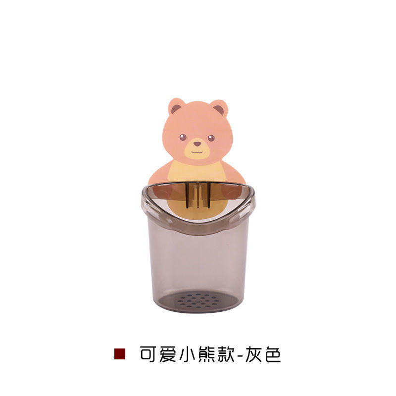 62755/姒桀TT 小熊牙刷架 情侣牙刷杯置物架 卫生间沥水浴室放牙刷免打孔洗漱杯 瓜瓜 小熊牙刷架-灰色 2个