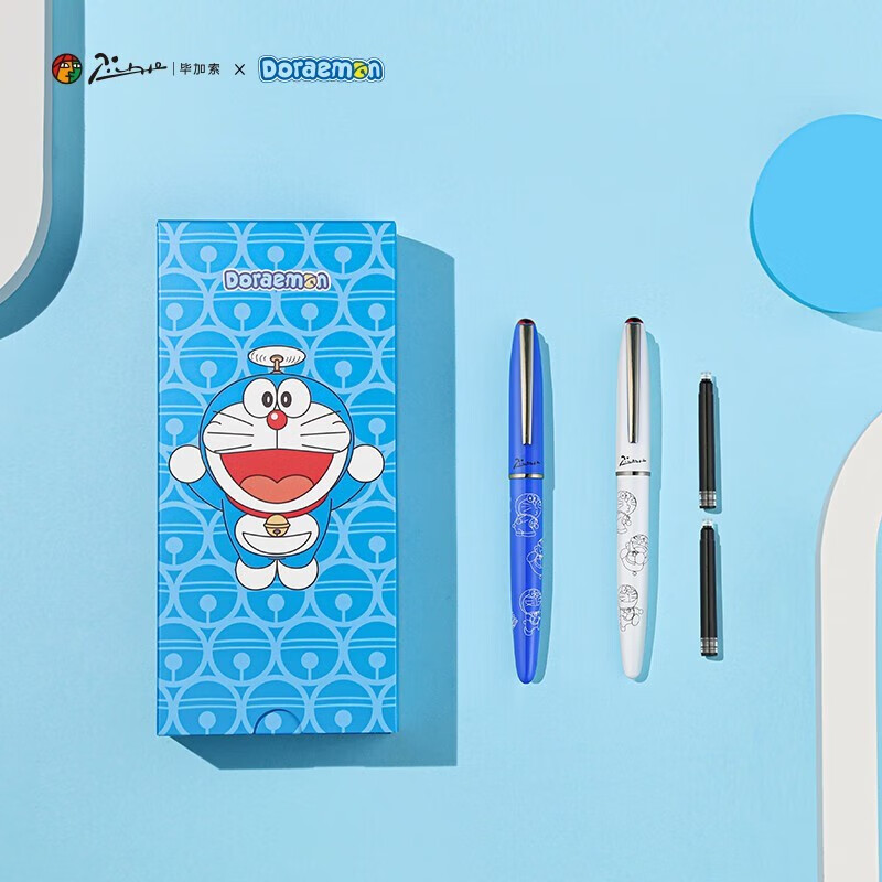 毕加索（pimio）钢笔730哆啦A梦机器猫经典系列钢笔男女学生练字墨水笔生日节日送礼礼品钢笔可刻字 毕加索730哆啦A梦钢笔套装【经典白】