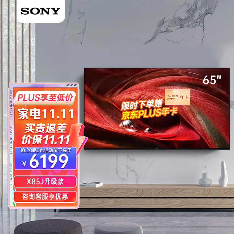 索尼（SONY）臻品65英寸 4K HDR 全面屏智能电视 广色域 120Hz高刷 视觉低疲劳 (X85J升级款)KD-65X85K