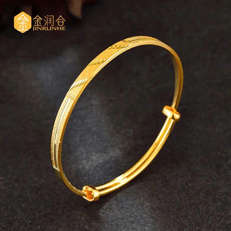 金润合足金999 精品足金车花推拉手镯 (金重约:21.