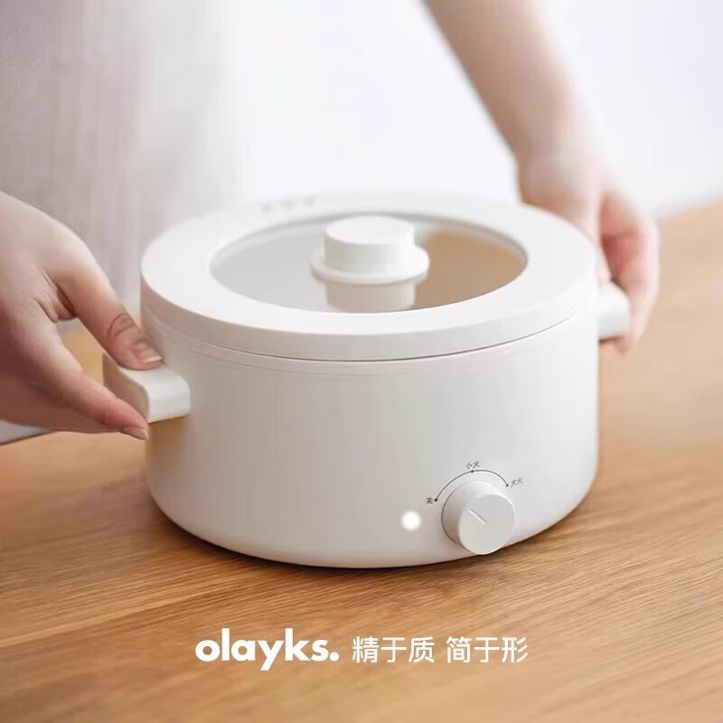 立时陶瓷釉一体电煮锅电火锅家用多功能宿舍学生小型电锅 陶白色--陶瓷釉锅一人  2L