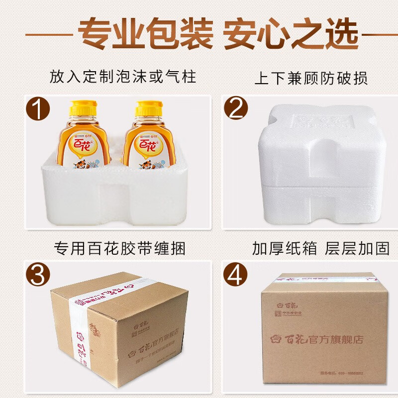百花 荆花蜂蜜450g 天然蜂蜜挤压瓶口 中华老字号 早餐牛奶麦片伴侣