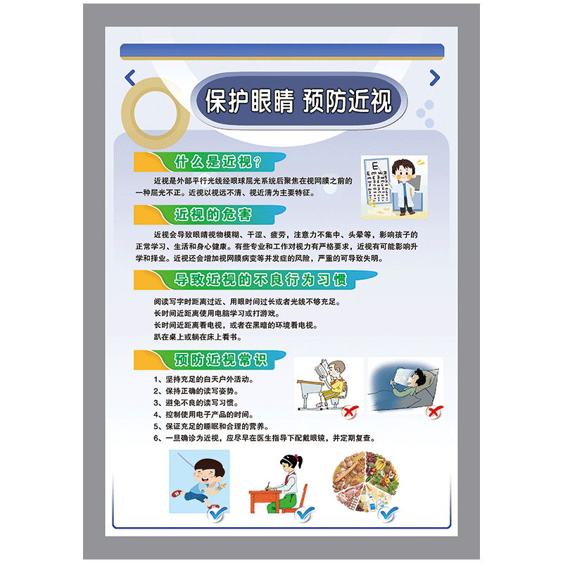 预防近视远视散光示意图宣传画海报挂图爱眼日保护眼睛知识墙贴画