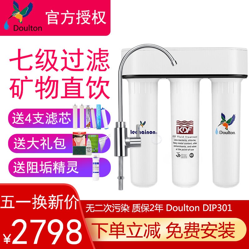 英国道尔顿（Doulton） 净水器DIP301 家用台下式净水机 矿物质水直饮机 厨房自来水滤水 套机旧款HIP3