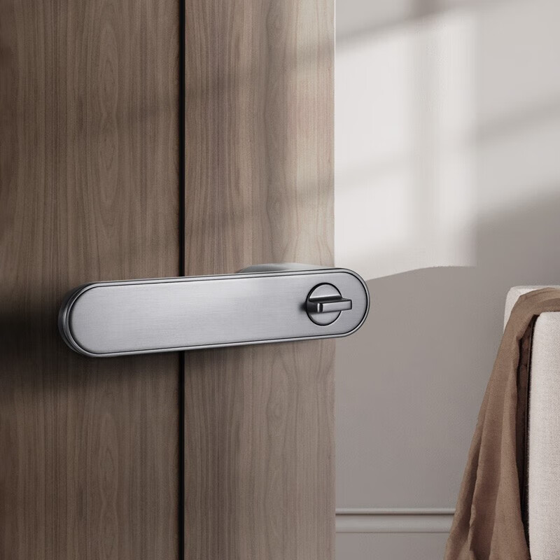 名门极简卧室门锁室内磁吸木门锁具现代家用静音生态房门锁门把手 【圆执手】拉丝金-磁吸静音 左开