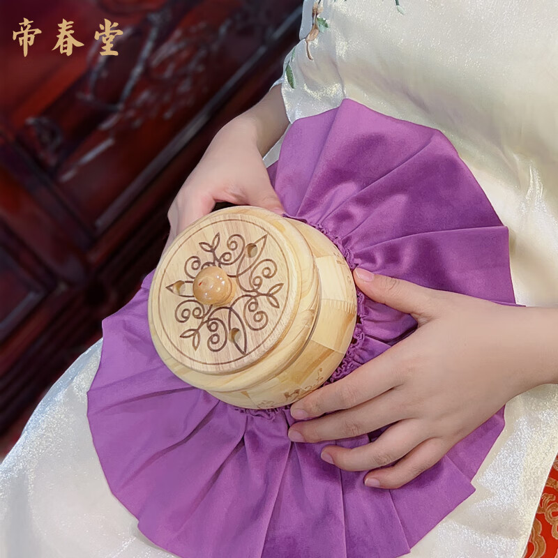 帝春堂实木肚脐灸腹部灸腰部宫廷灸艾灸盒随身灸艾条艾柱盒 三针款+54粒艾柱