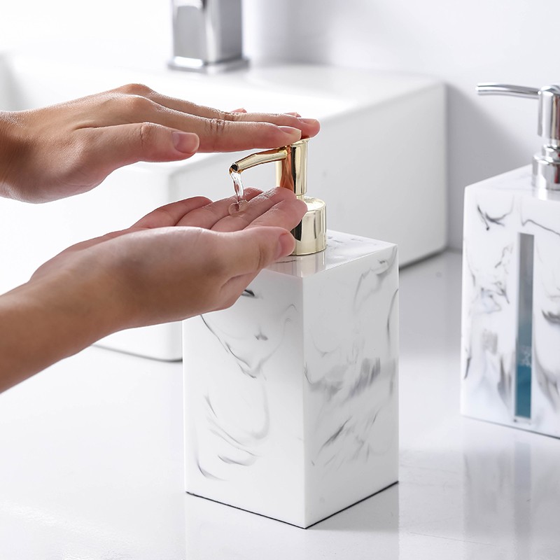 壹枱酒店宾馆洗手液瓶按压瓶浴室分装瓶皂液器大理石纹理可定制logo