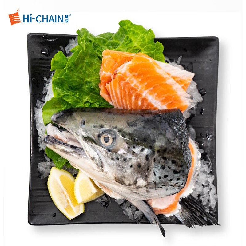 盒成多肉去腮冷冻三文鱼头&鱼排骨 大西洋鲑鱼头500g袋装*2