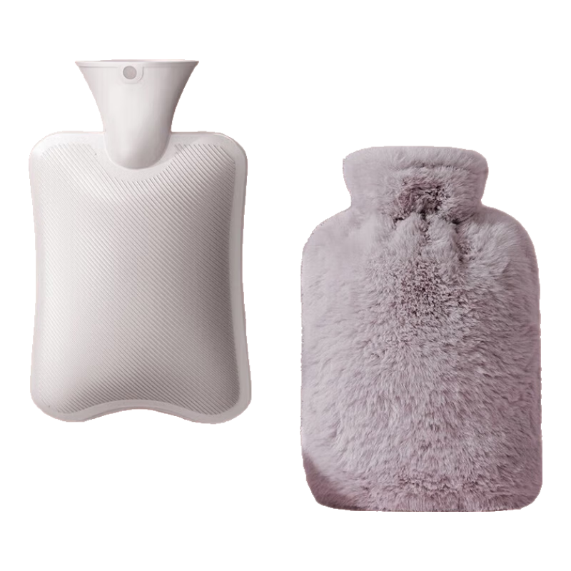 为伴 仿兔绒注水热水袋暖水袋暖手宝宝女生防爆姨妈神器摩登灰1000ml