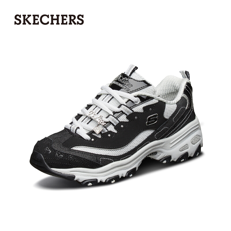 skechers斯凯奇女鞋新款时尚厚底增高复古熊猫鞋十周年钻石款老爹鞋