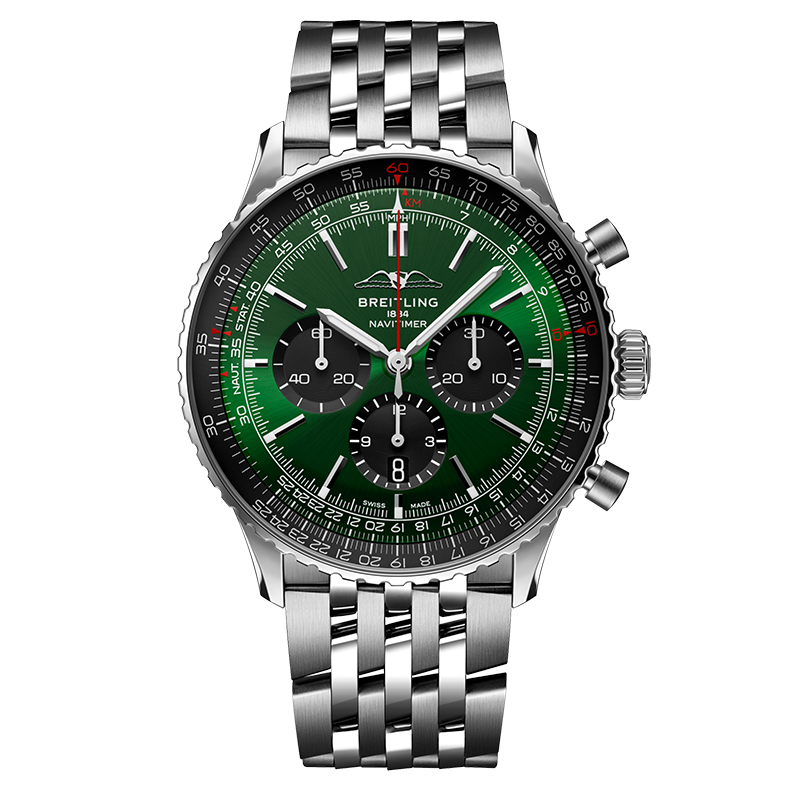 百年靈(BREITLING)航空計時B01自動機(jī)械男士手表46瑞士機(jī)械表 綠色-鋼帶-46mm