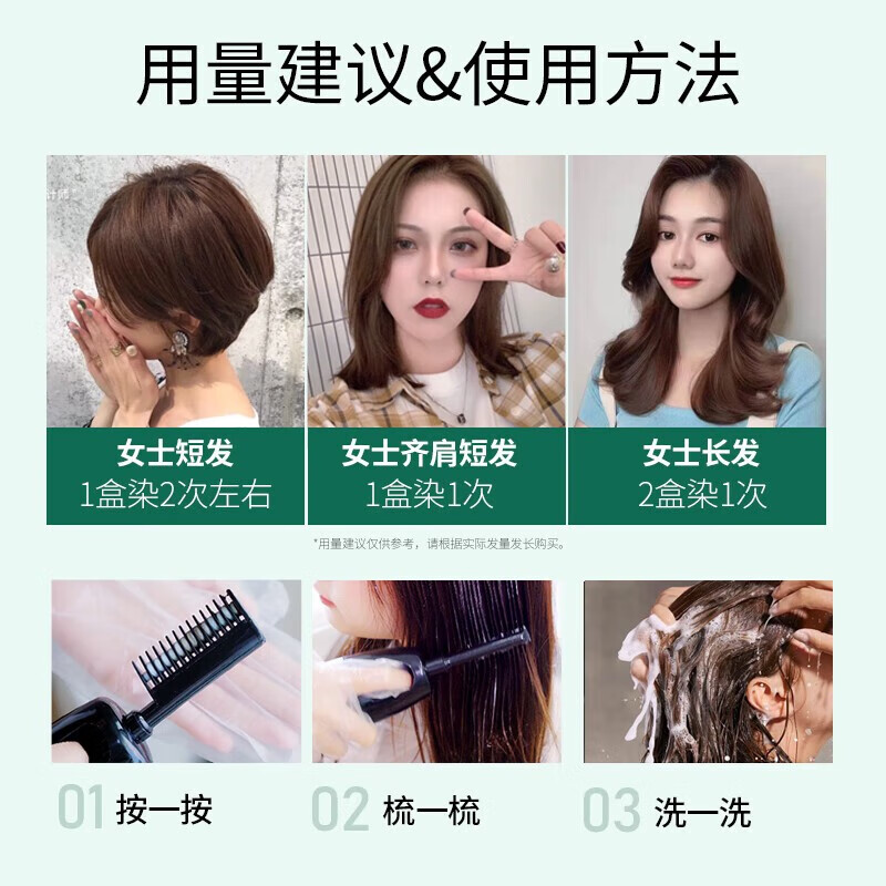 韩金靓易梳彩染发剂不伤头皮植物无泡沫自己在家染头发膏男女士流行色 自然黑180ml*1盒【可盖白发】