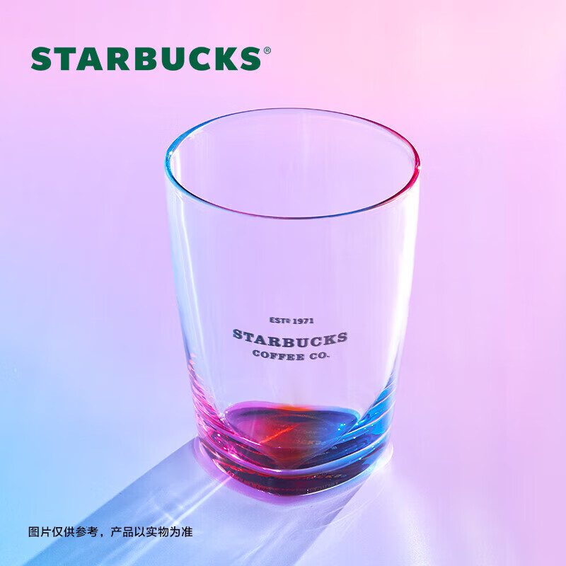 星巴克（Starbucks）彩虹玻璃杯355ml高颜值创意桌面杯居家办公爱心水杯中秋节送礼