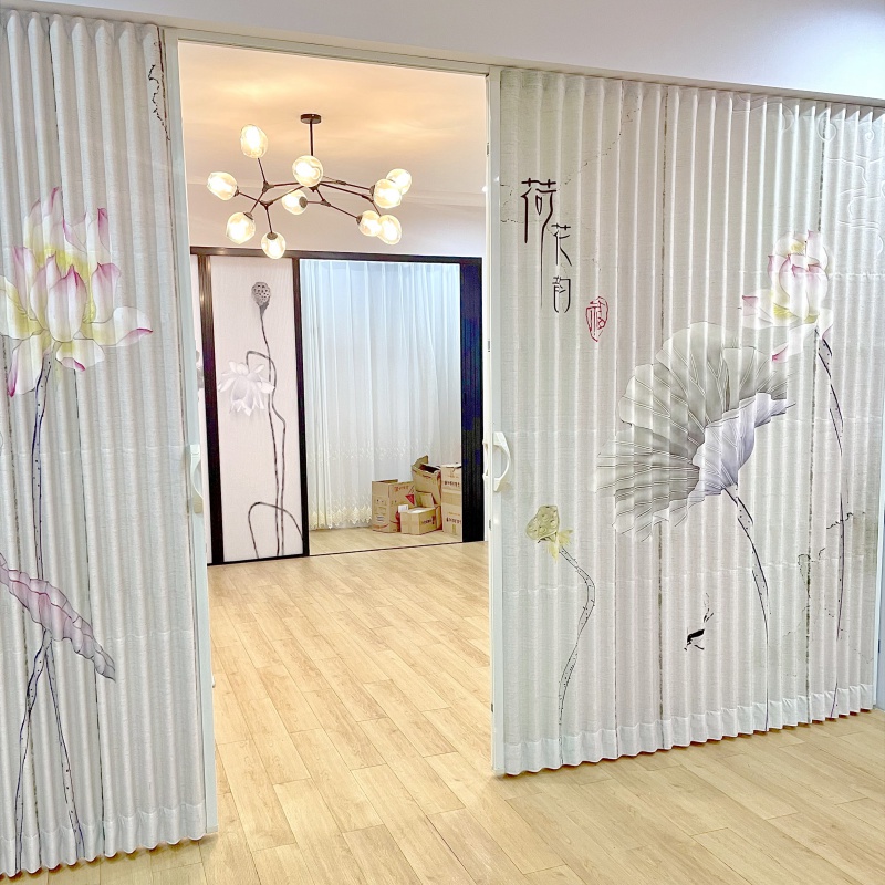 日式折叠门 折叠门日式推拉门无下轨隐形门厨房客厅卧室卫生间隔l