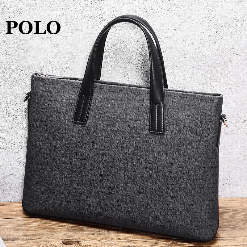 polo公文包男商务文件包大容量横款手提包休闲时尚简约男包单肩斜挎包