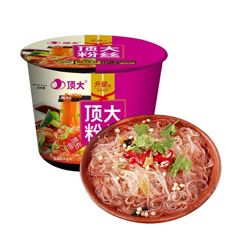 顶大粉丝12桶整箱酸辣粉酸辣味非油炸速食泡面条宿舍即食食品 顶大