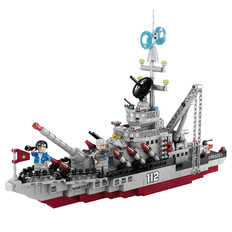 搭一手军舰模型拼装玩具兼容乐高积木船模型战列舰男孩子儿童7-10岁