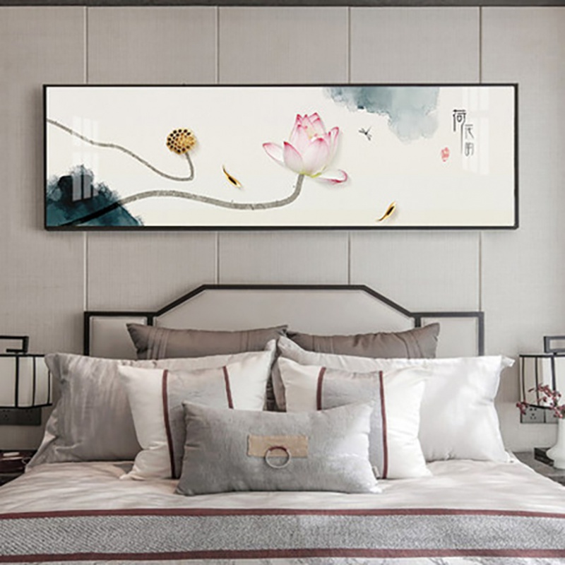 瑾颜 床头装饰画 新中式卧室横幅画酒店客房挂画水墨国风茶室禅意 a款