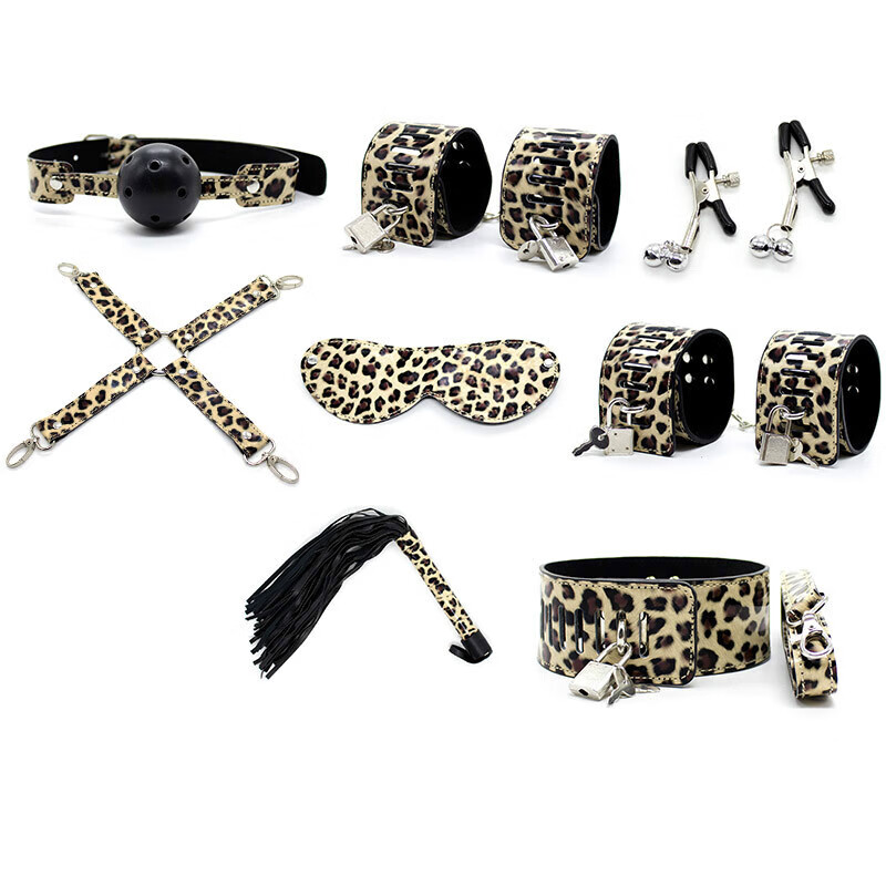 vieruodissm道具项圈玩具女用品捆绑绳手铐套装性工具情趣用具调 豹纹