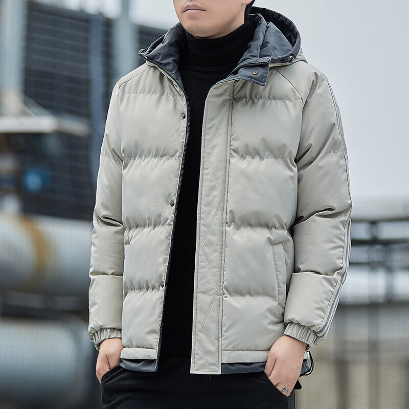 凯逸弗（kainifu）青年休闲棉服男冬季新款潮流连帽男装外套 卡其 5XL