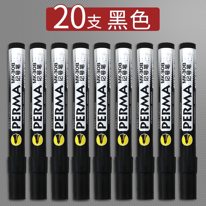 真彩单头记号笔 黑红蓝色油性大头笔 多色粗头308大容量不掉色 黑色20支