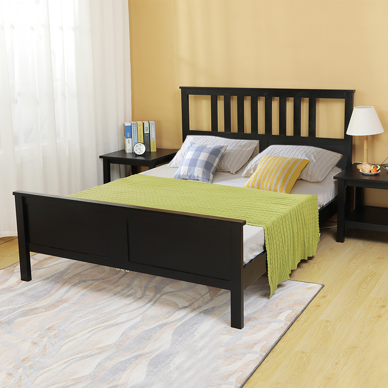 帝麦尔实木床双人床汉尼斯床现代简约主卧家具1.8米大床 1.8m*2m黑色