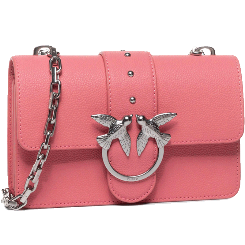 Pinko品高 女包 时尚燕子铆钉装饰链条包单肩斜挎包 粉色1P21M0-Y65ZN49  582元