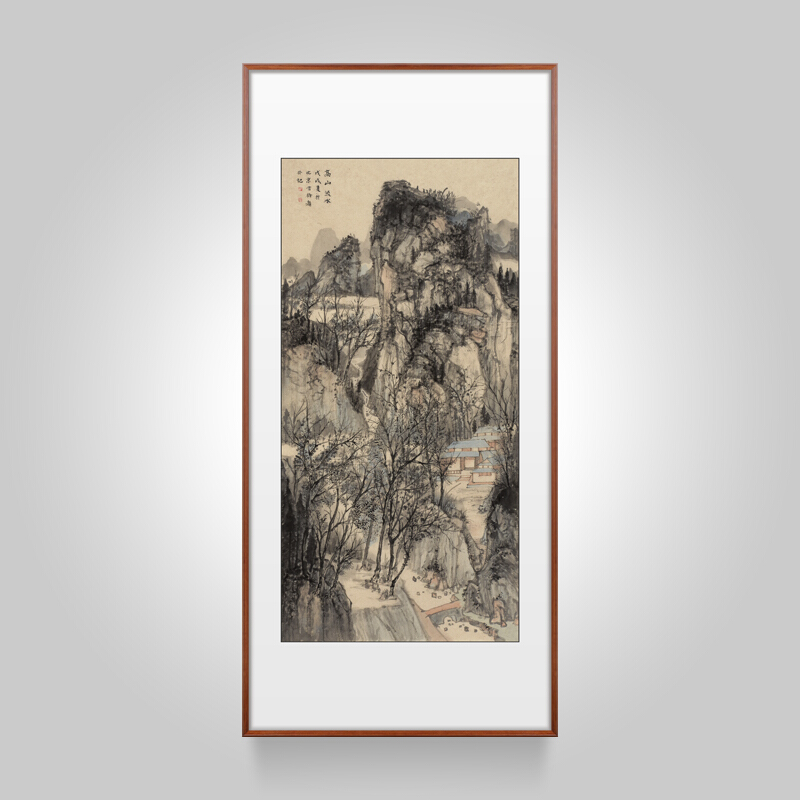 水墨山水画手绘国画中式玄关装饰画竖版名家字画真迹 a-高山流水 真迹