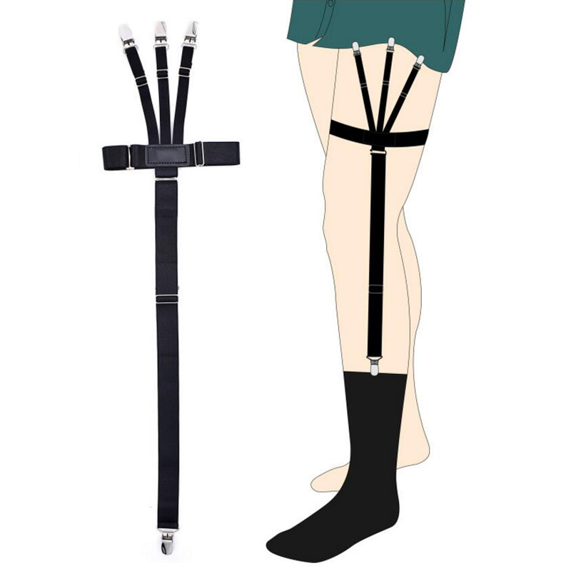 t&twenties三叉戟式高弹男士衬衣夹大腿腿环吊袜带皮带 衬衫下摆固定